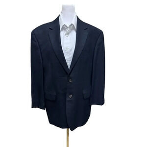 Ralph Lauren Silk Blend Blazer Black Size 45 Regular Suit Coat Office Business